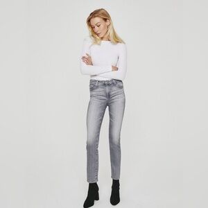 AG Adriano Goldschmied Women's Light Gray high rise slim Straight Leg Jeans